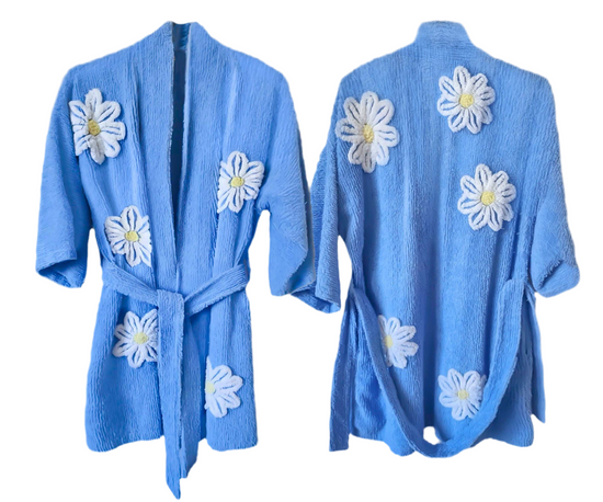 Falling Daisy Robe Kimono Style- Yellow Daisies