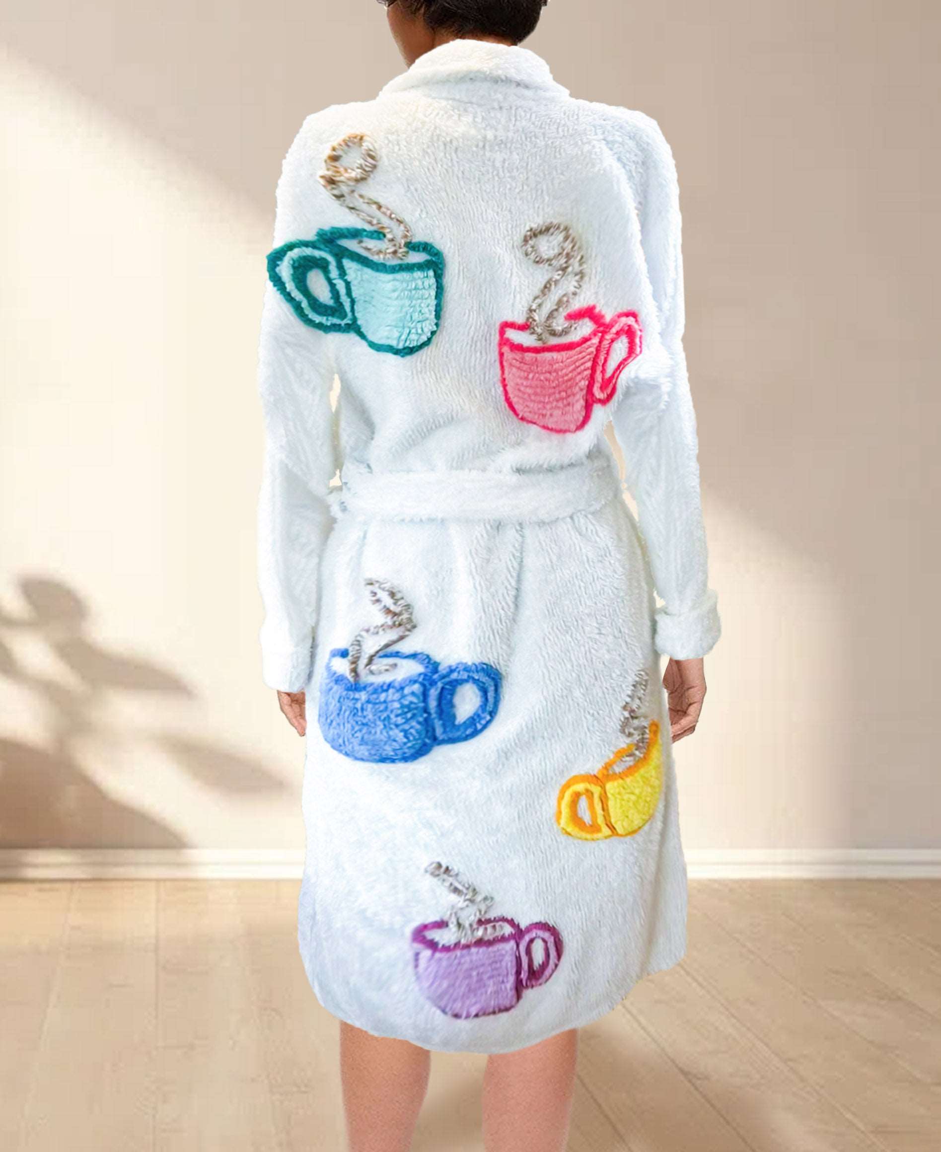 Coffee Talk White Chenille robe