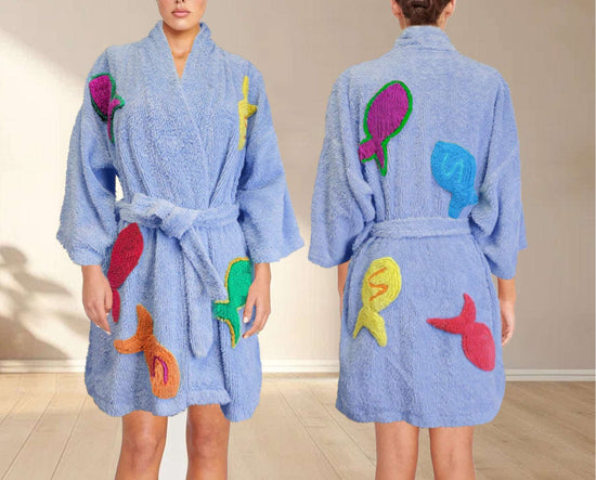 Fish Robe Kimono in Bedroom Blue