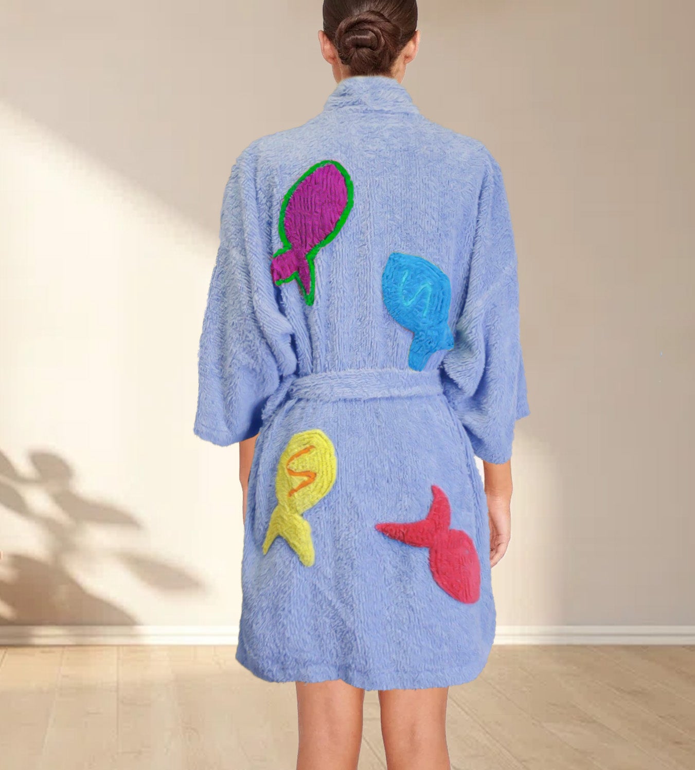 Fish Robe Kimono in Bedroom Blue