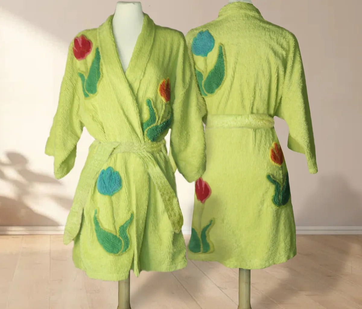 Tulip Garden Chenille Kimono robe