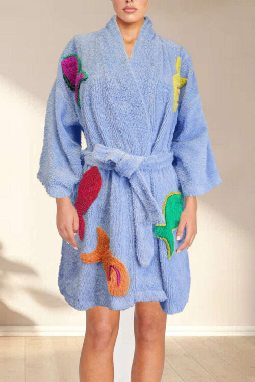 Fish Robe Kimono in Bedroom Blue