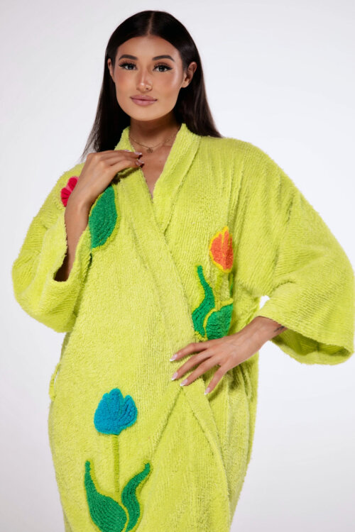 Tulip Garden Chenille Kimono robe