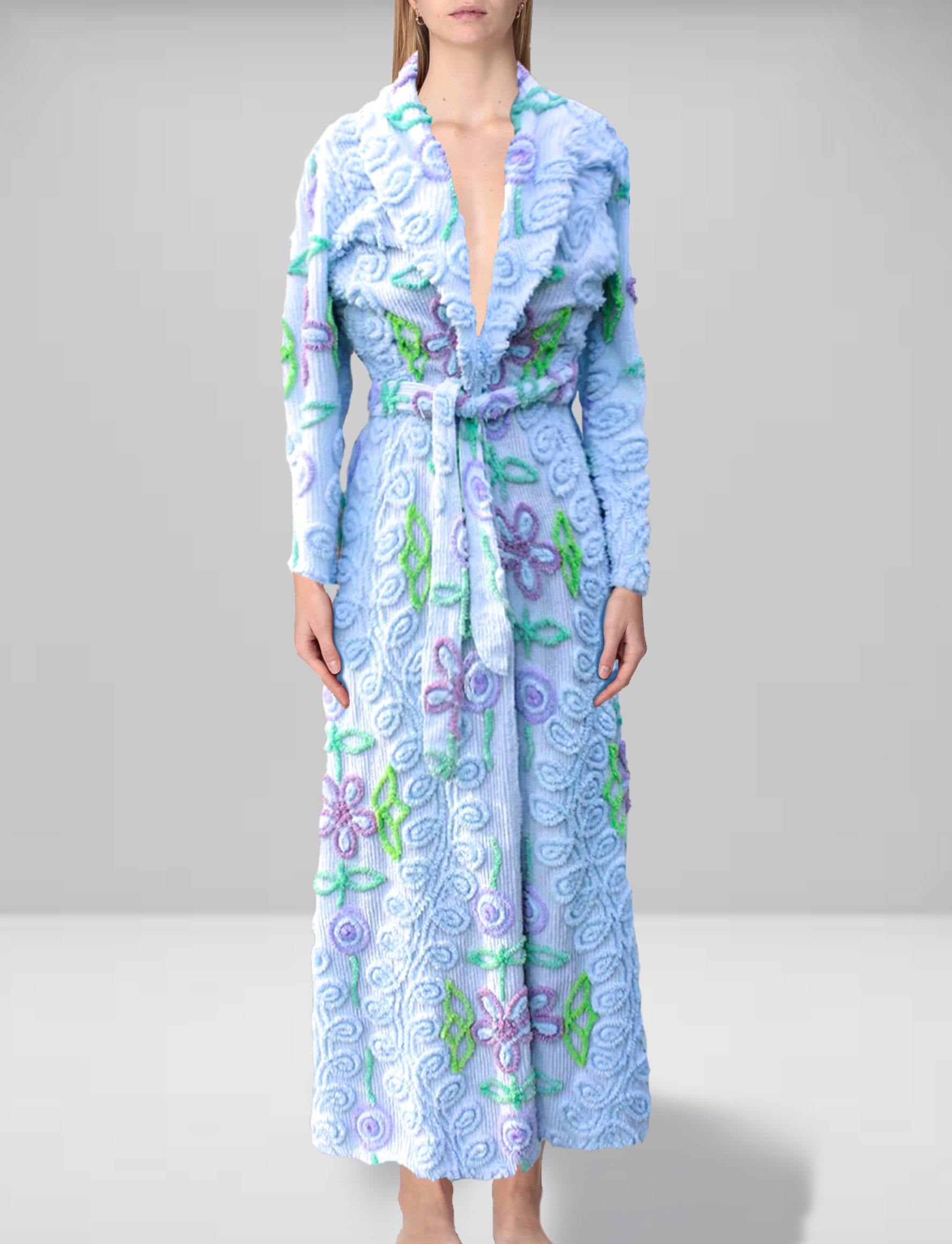 Exclusive “Wedding Cake”  Gown in Ice Blue Chenille 2025