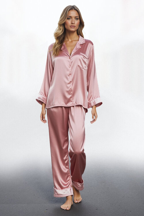 “Pretty Pink”  Silky way Silk pajama set in pink by canyon group