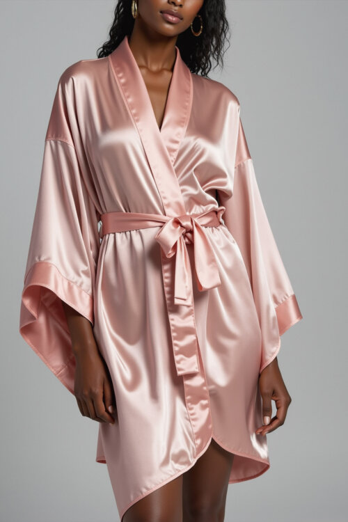 “Queen Kimono” silky way silk Kimono in pink by Canyon Group