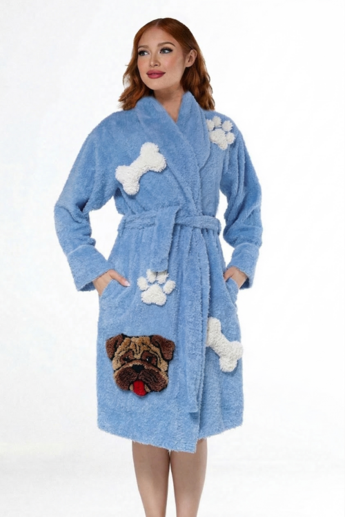 Puppy Love Dog chenille bathrobe