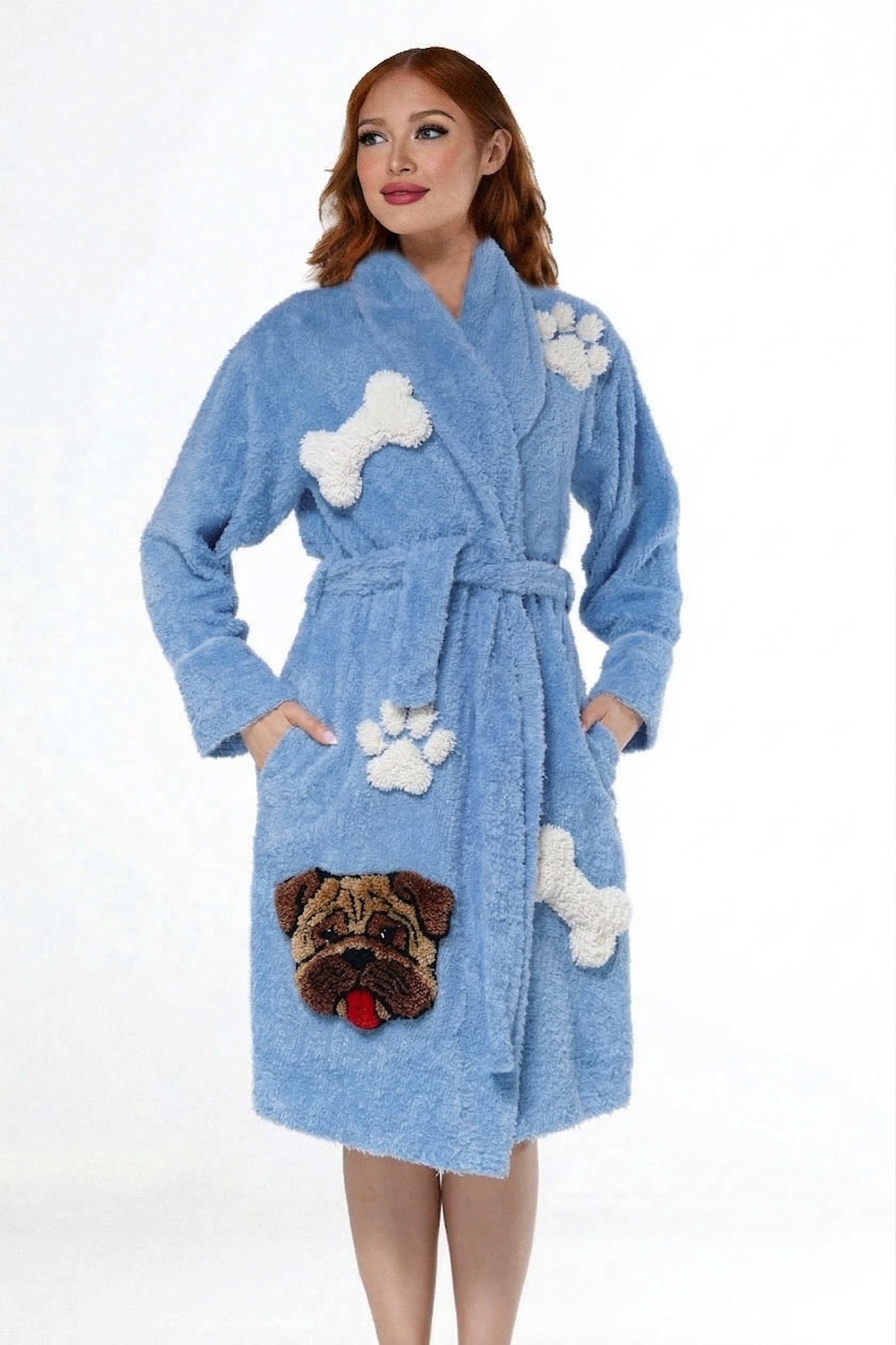 Puppy Love Dog chenille bathrobe