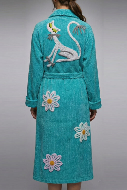 A Robe with Cat-titude “Diva Cat” chenille bathrobe